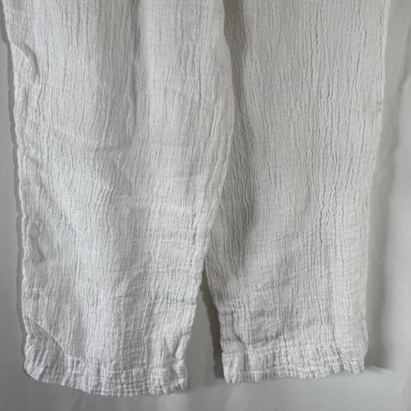 Sigrid Olsen 100% Linen Pants Women's Large White Pull On Drawstring Pockets - Picture 10 of 12